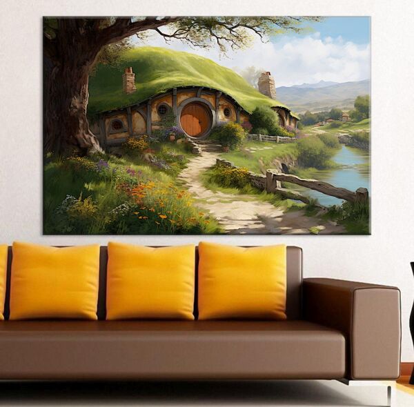 Hobbit Evleri ve Shire Kanvas Tablo - 1